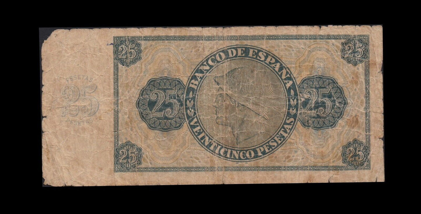ESPAGNE - 25 Pesetas Burgos 1936 P.99a AB
