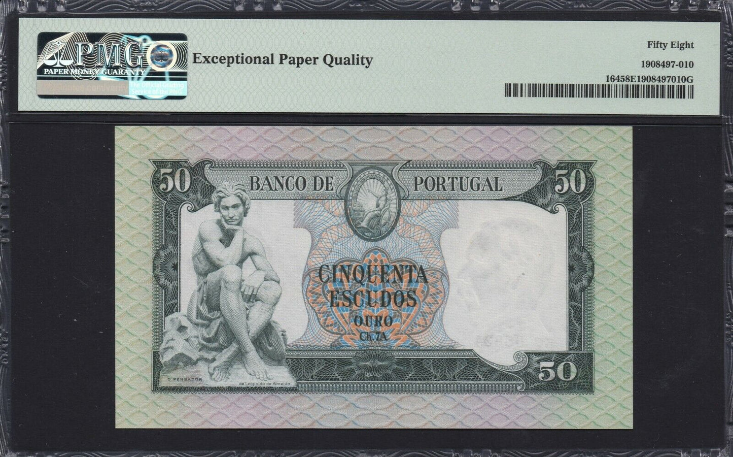 PORTUGAL - 50 Escudos 1960 P.164 PMG Choice AU 58 EPQ / pr.NEUF