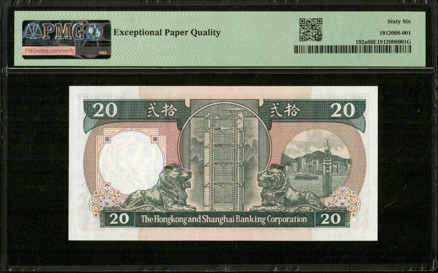 HONG KONG - 20 Dollars 1986 P.192a NEUF / PMG Gem Unc 66 EPQ