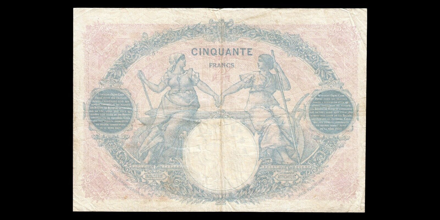 FRANCE - 50 Francs Bleu et Rose 1923 F.14.36, P.64g TB / Fine