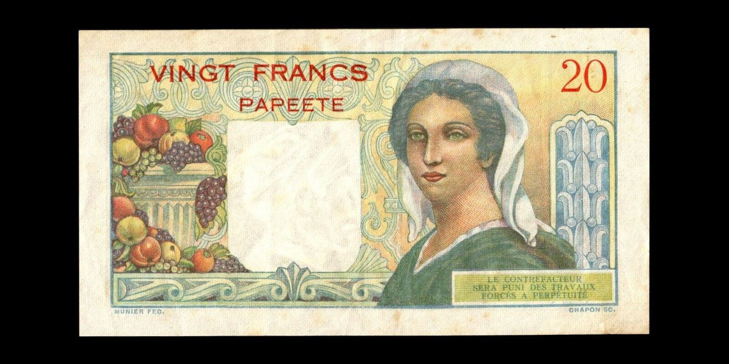 TAHITI - 20 Francs (1963) P.21c TTB / VF