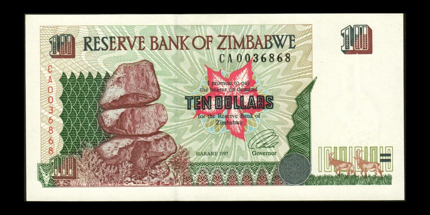 ZIMBABWE - 10 Dollars 1997 P.6a pr.NEUF / UNC-