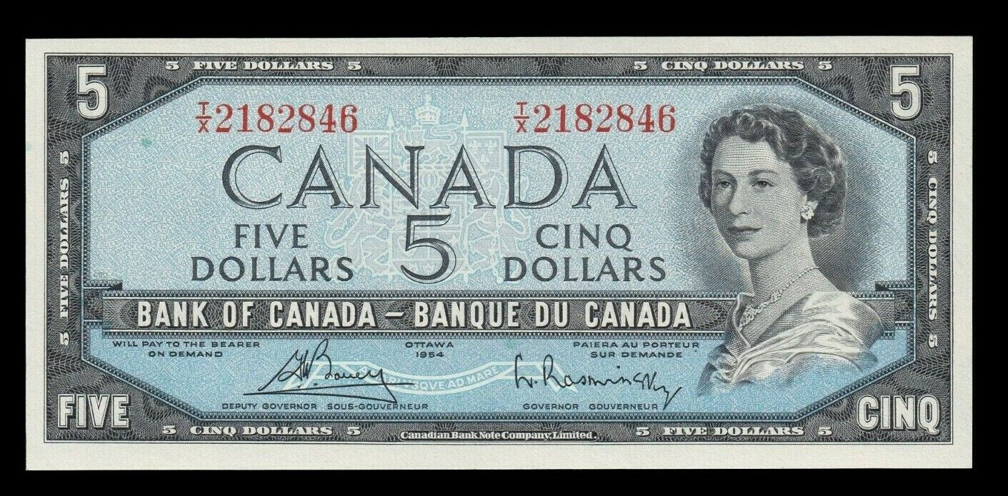 CANADA - 5 Dollars 1954 P.77c BC-39c Bouey, Rasminsky SPL+ / AU+