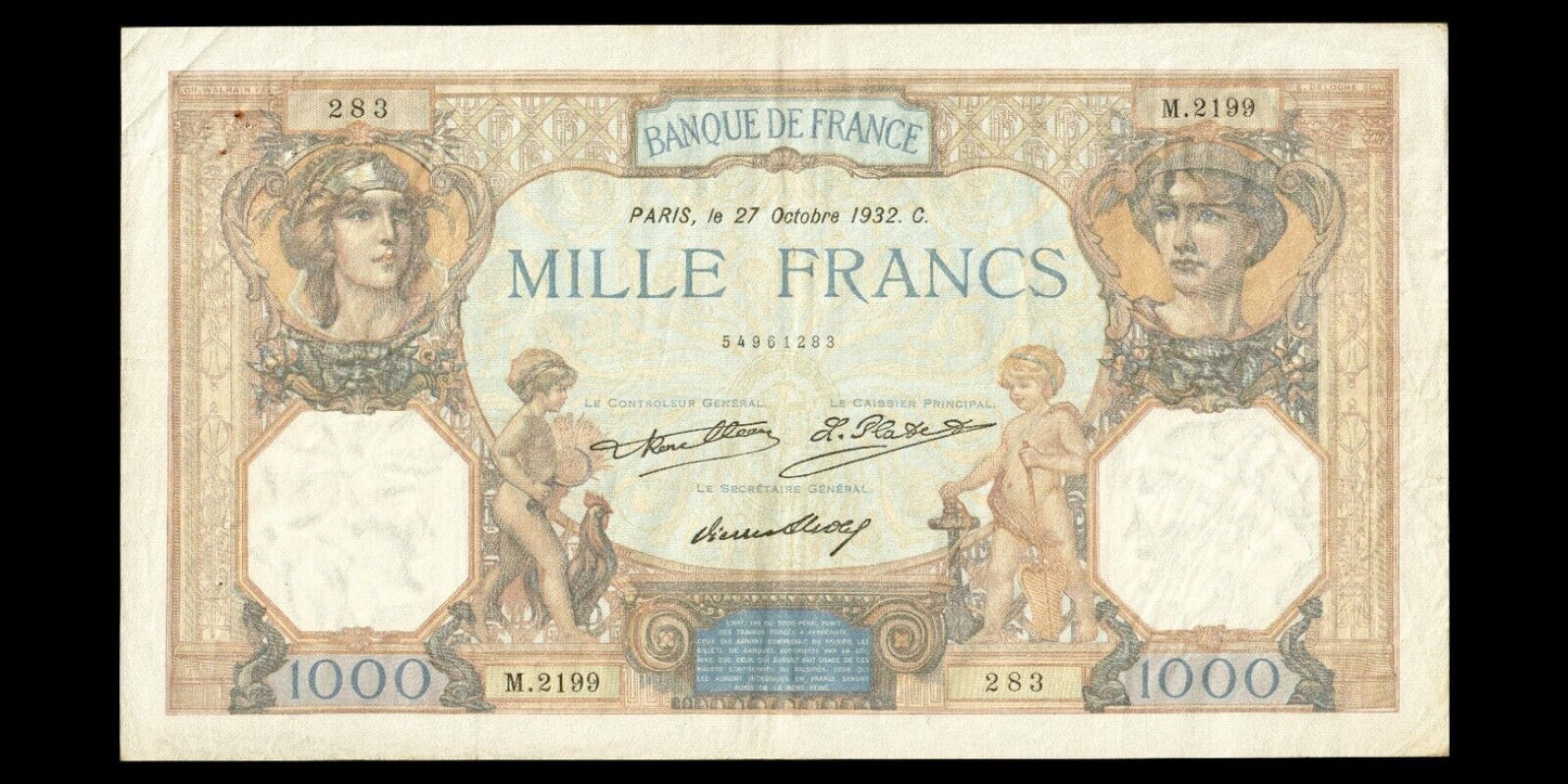 FRANCE - 1000 Francs Cérès et Mercure 1932 F.37.07, P.79b TTB / VF