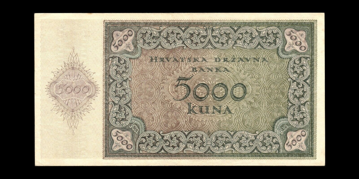 CROATIE - CROATIA - 5000 Kuna 1943 P.14a TTB+ / VF+