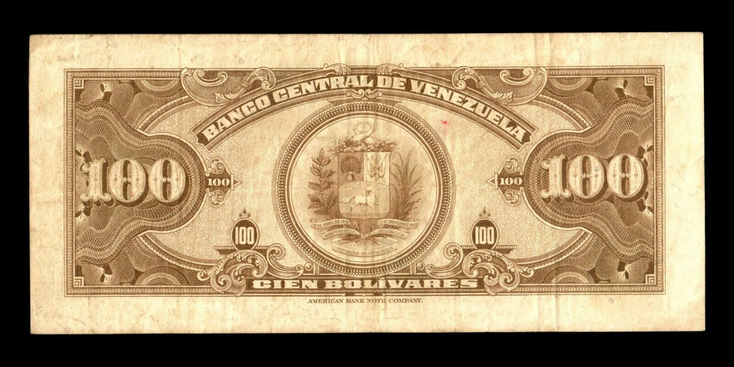 VENEZUELA - 100 Bolivares 1962 P.34d TB / Fine