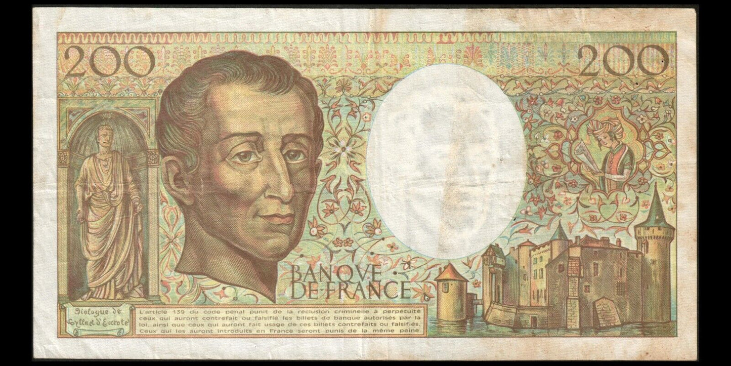 FRANCE - 200 Francs Montesquieu 1990 F.70.10b, P.155d TB+ / F+