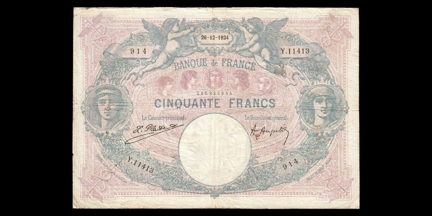 FRANCE - 50 Francs Bleu et Rose 1924 F.14.37, P.64f B+ / Good+