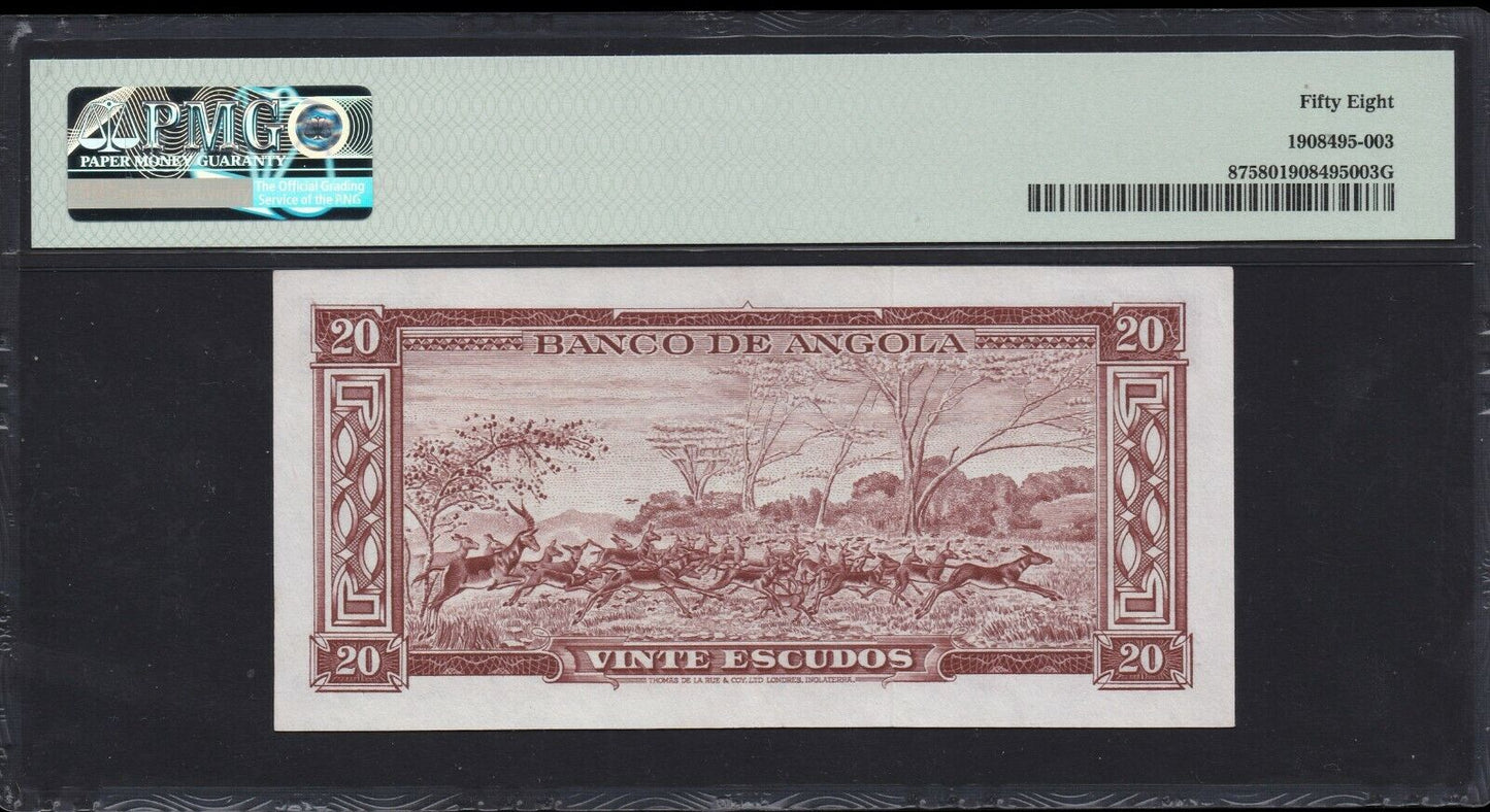 ANGOLA - 20 Escudos 1956 P.87 PMG Choice AU 58 / pr.NEUF