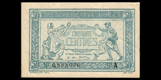 FRANCE - 50 Centimes Trésorerie aux armées 1917 VF.01.01, P.M1 SUP+ / XF+