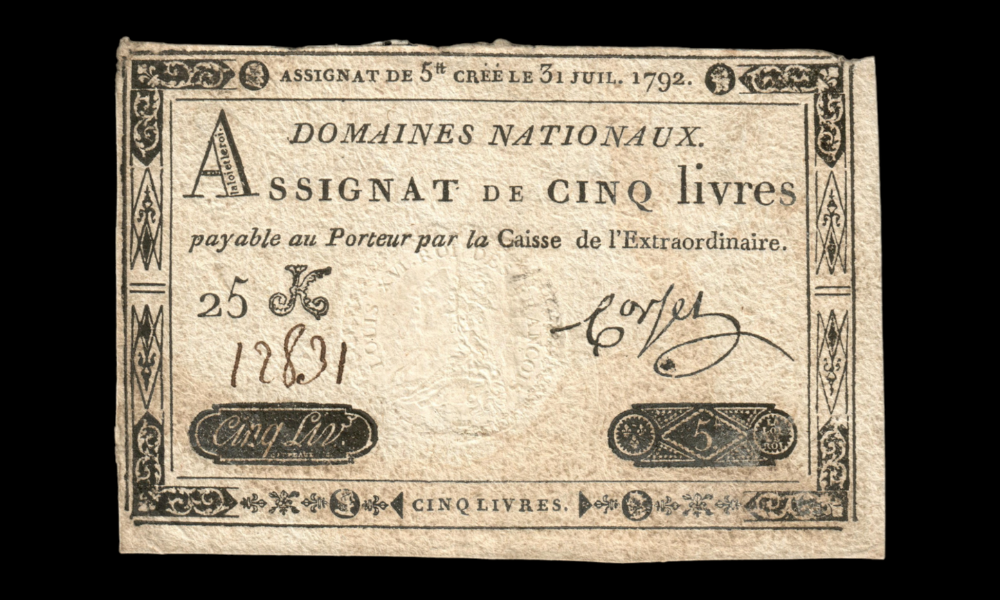 FRANCE - Assignat, 5 Livres 31 Juillet 1792 Ass.31a P.A61 Sign. Corsel TB, Fine
