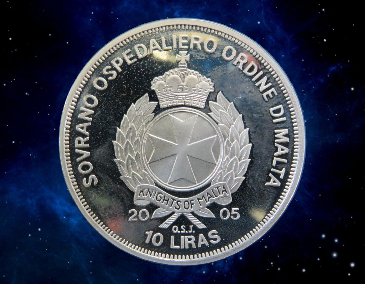 ORDRE DE MALTE - MALTA - 10 Liras Proof J.Paul II Bible study 2005