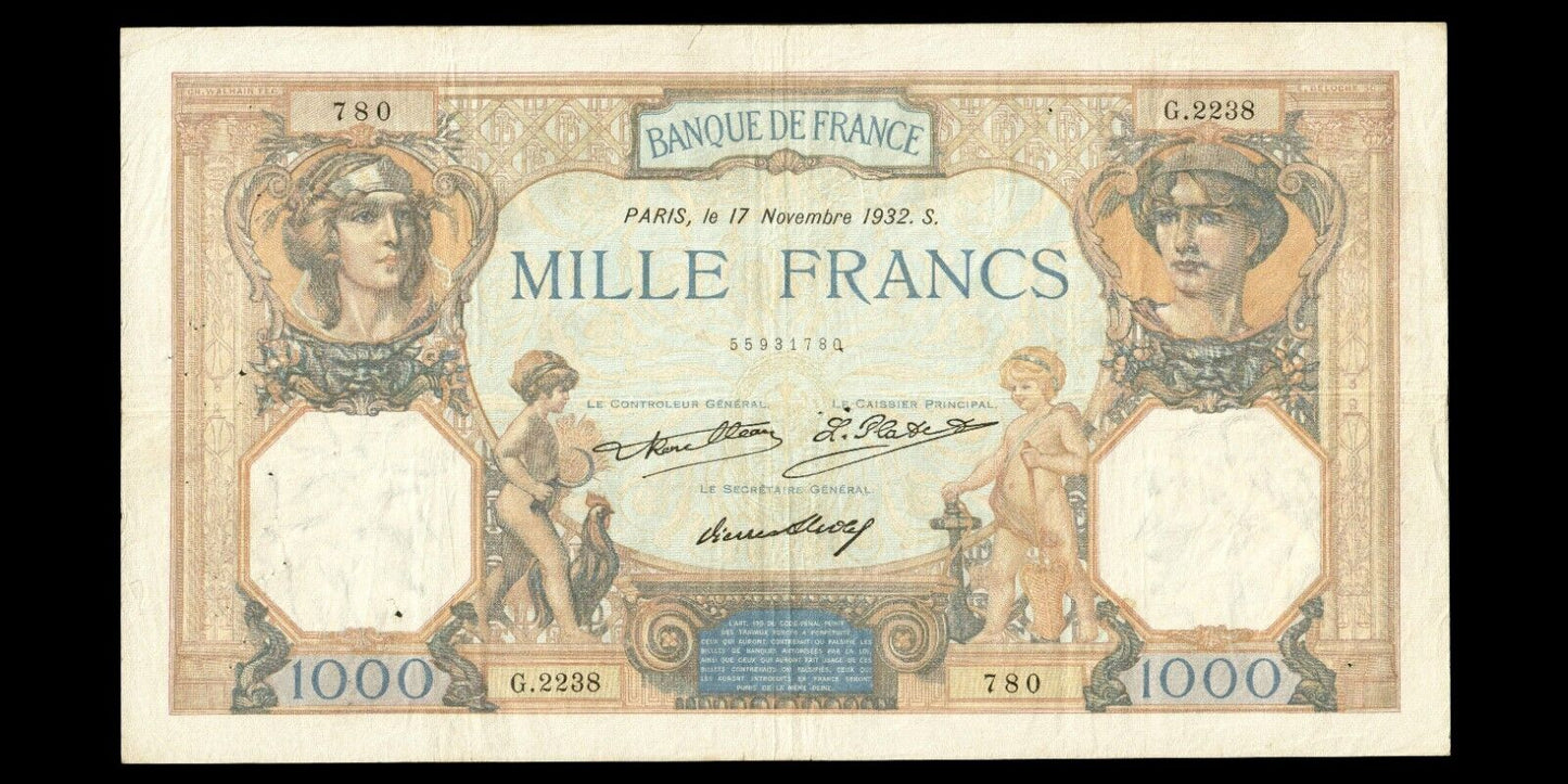 FRANCE - 1000 Francs Cérès et Mercure 1932 F.37.07, P.79b TB / Fine