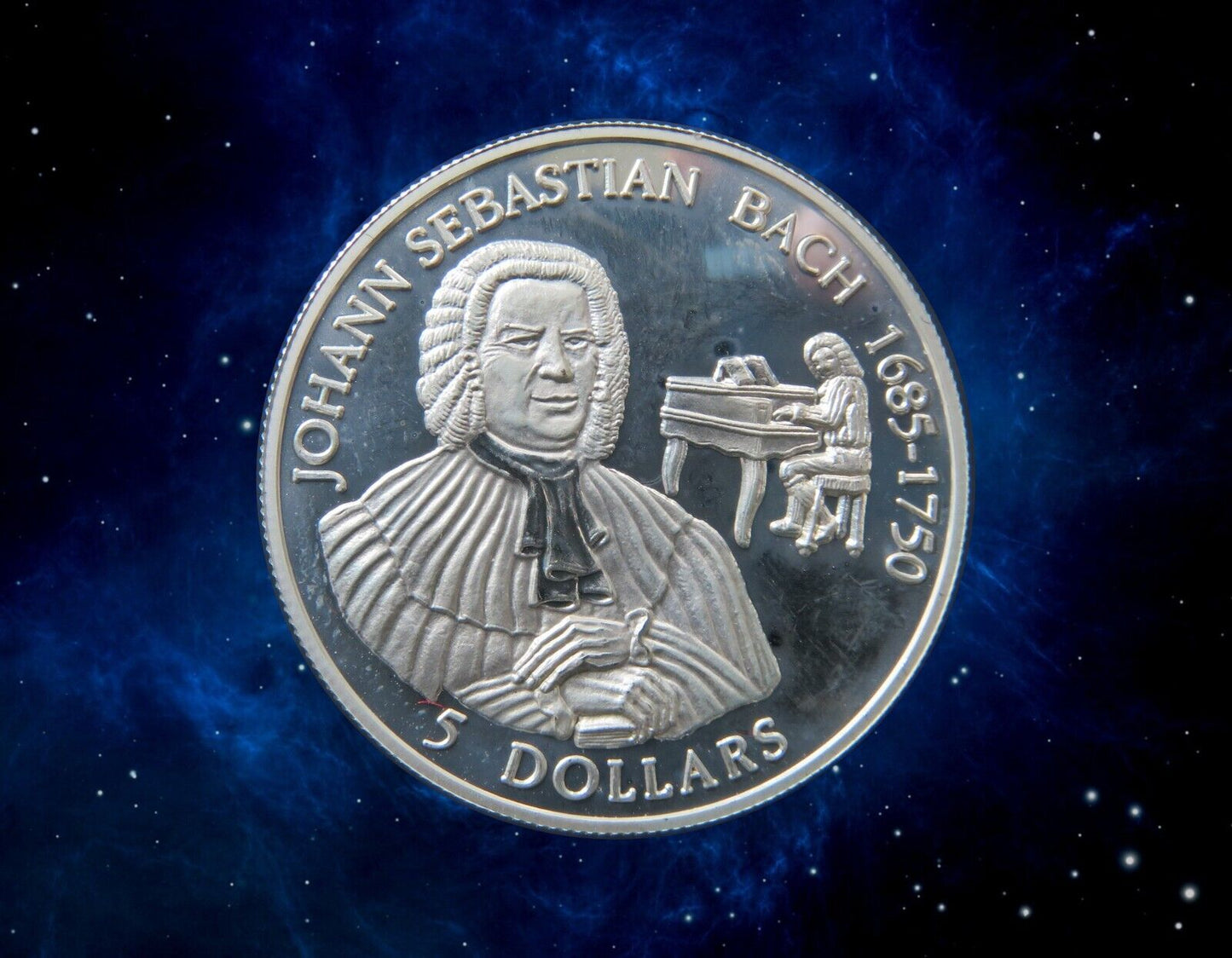 ILES COOK - COOK ISLANDS - 5 Dollars Proof J.S.Bach 1992