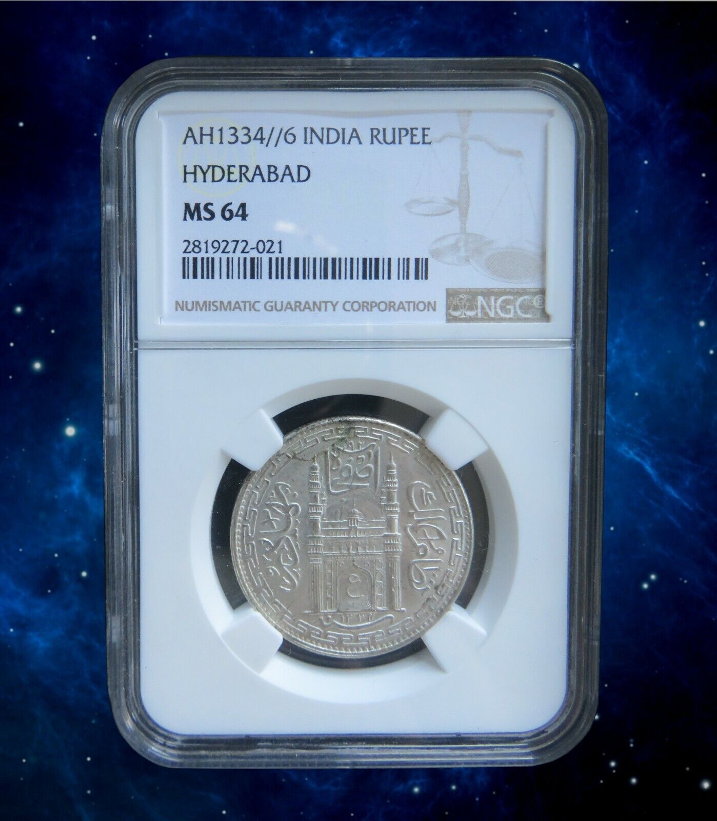 INDE - INDIA- Hyderabad - Roupie AH1334/6 MS64 KM. 40.1