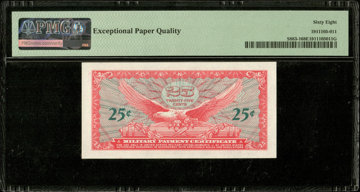USA - 25 Cents Military MPC Series 641 1st Printing M59 S883-1 PMG Superb Gem Unc 68 EPQ TOP POP !