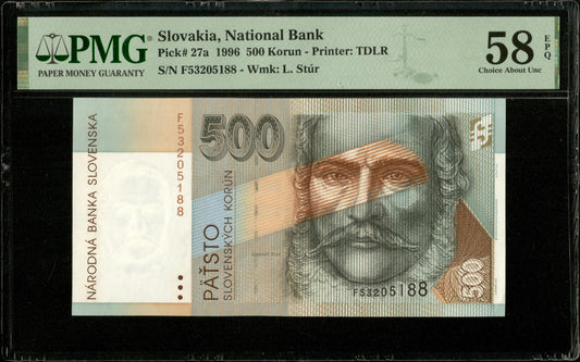 SLOVAQUIE - SLOVAKIA - 500 Korun 1996 P.27a SPL / PMG Choice AU 58 EPQ