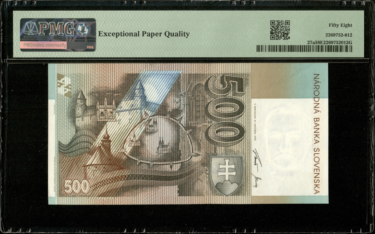 SLOVAQUIE - SLOVAKIA - 500 Korun 1996 P.27a SPL / PMG Choice AU 58 EPQ