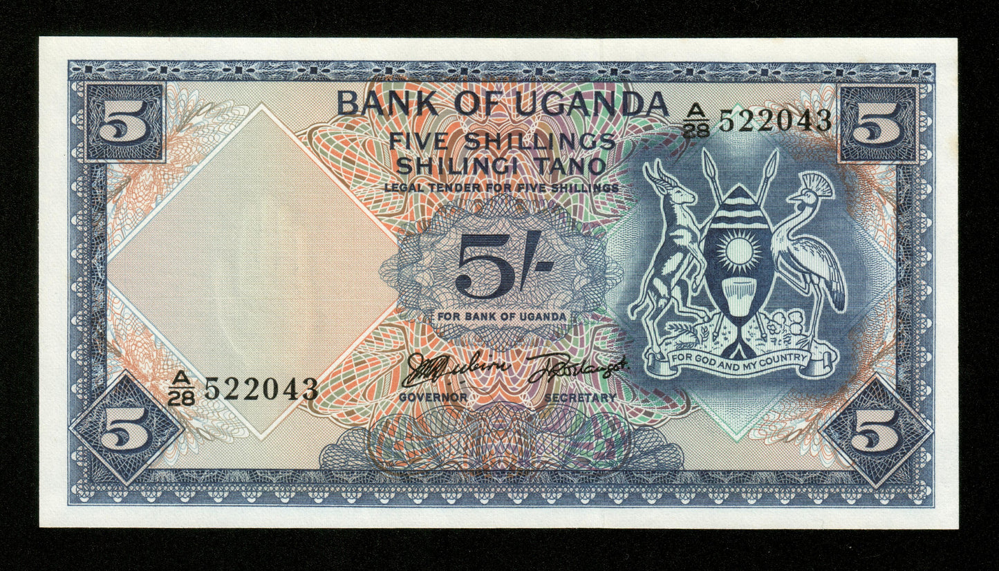 OUGANDA - UGANDA - 5 Shillings (1966) Pick 1a pr.NEUF / UNC-