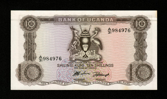 OUGANDA - UGANDA - 10 Shillings (1966) Pick 2a SPL / AU