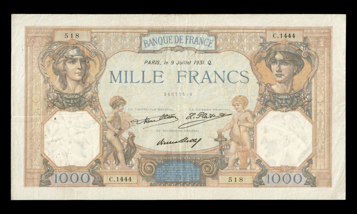 FRANCE - 1000 Francs Cérès et Mercure 1931 F.37.06, P.79b TB / Fine