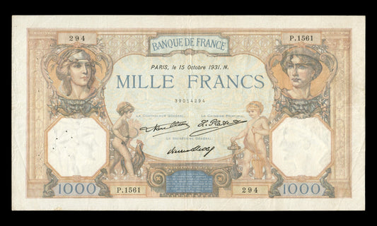 FRANCE - 1000 Francs Cérès et Mercure 1931 F.37.06, P.79b pr.TTB / VF-