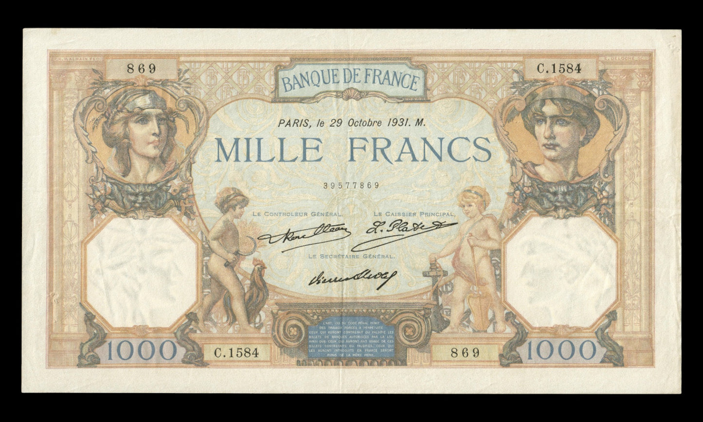 FRANCE - 1000 Francs Cérès et Mercure 1931 F.37.06, P.79b TTB / VF