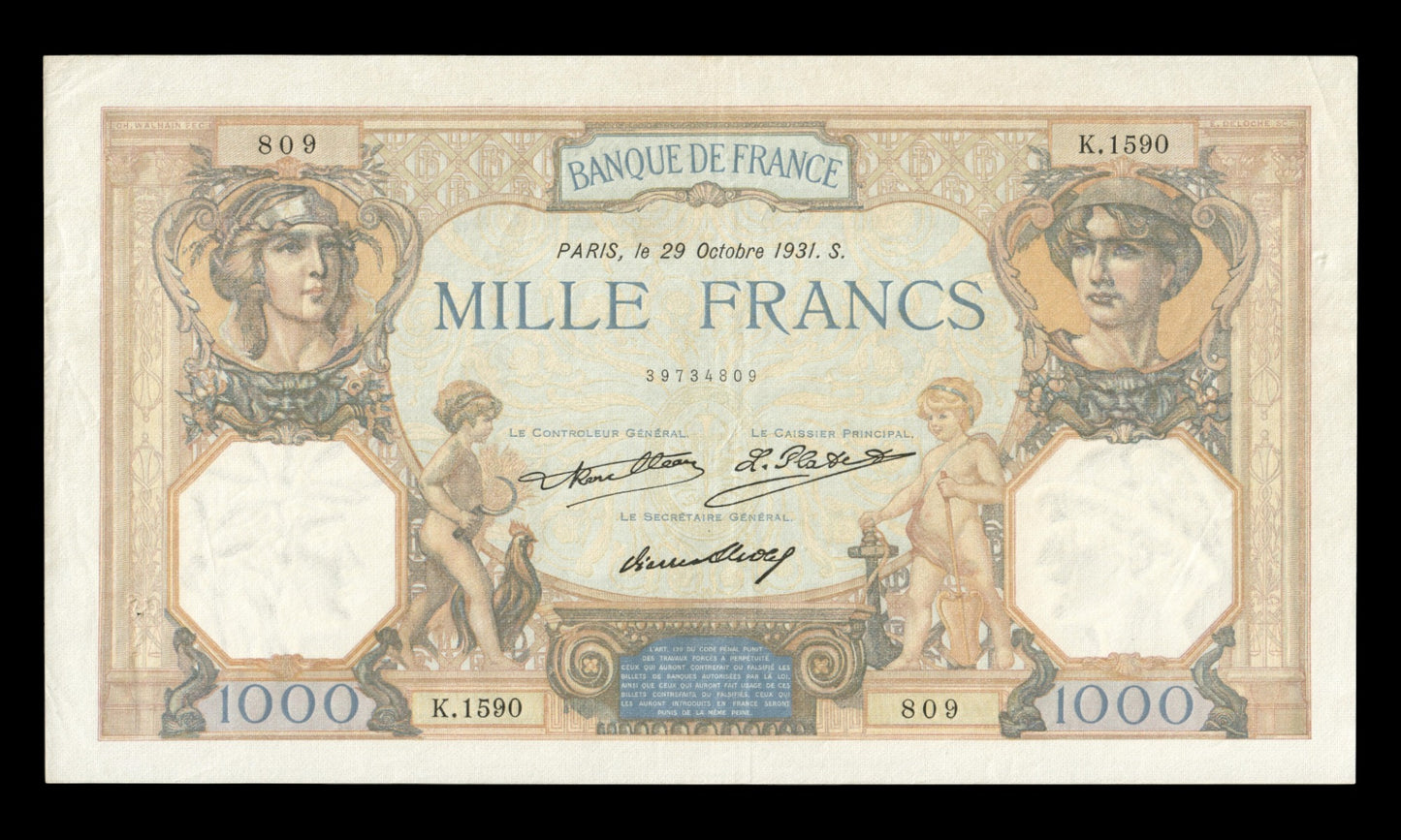 FRANCE - 1000 Francs Cérès et Mercure 1931 F.37.06, P.79b TTB / VF