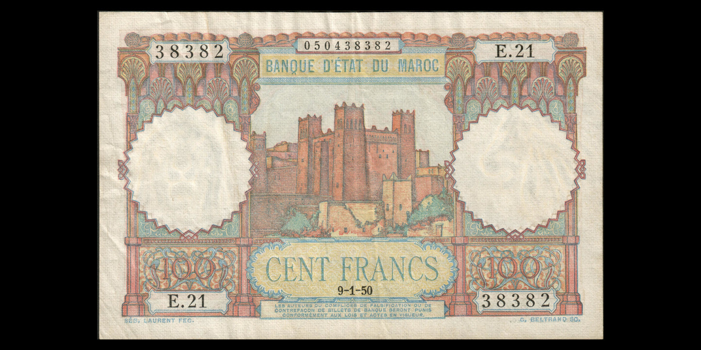 MAROC - MOROCCO - 100 Francs 1950 P.45 TTB / VF