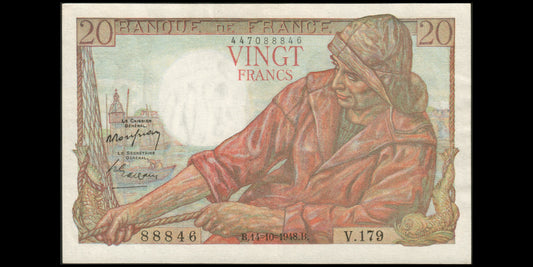 FRANCE - 20 Francs Pécheur 1948 F.13.13, P.100c SUP+ / XF+