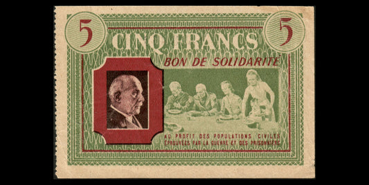 FRANCE - 5 Francs Bon de solidarité (1941) KL.05A TB / Fine