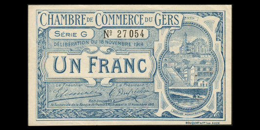 FRANCE - Chambre de Commerce Auch, Gers, 1 Franc 1914 JP.15.07 SUP+ / XF+