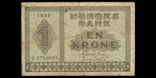 NORVÈGE - NORWAY - 1 Krone 1943 P.15a B / Good