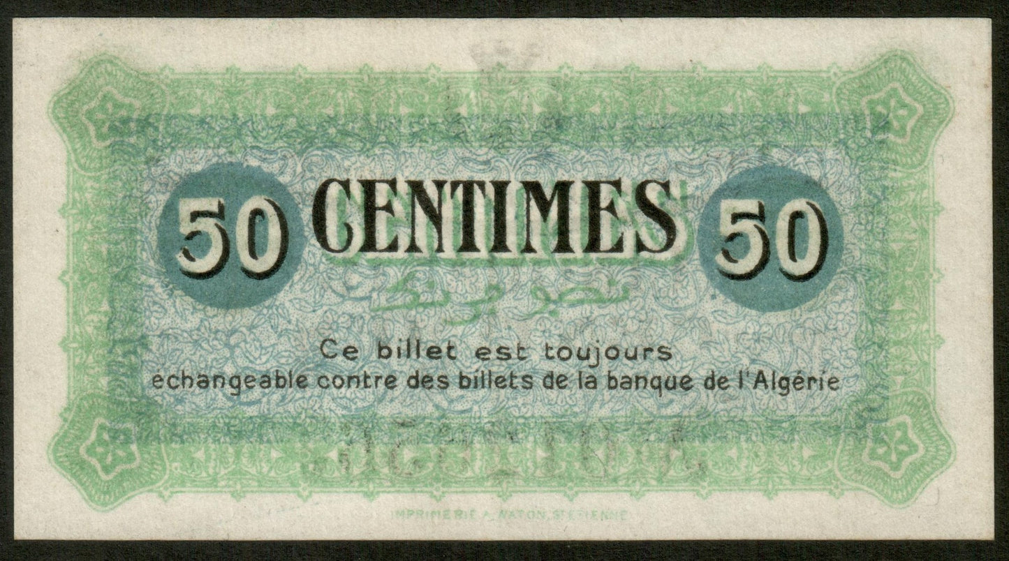 ALGÉRIE - ALGERIA - Chambre de Commerce Constantine, 50 Centimes 1915 JP.140.03 SPL / AU