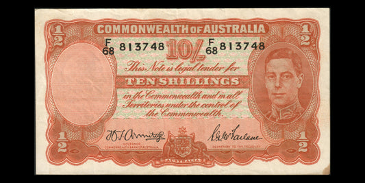 AUSTRALIE - Commonwealth of Australia, 10 Shillings (1942) P.25b Armitage & McFarlane TTB / VF