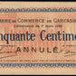 FRANCE - Chambre de Commerce Carcassonne (Aude), 50 Centimes ANNULÉ 1920 JP.38.16 SUP / XF