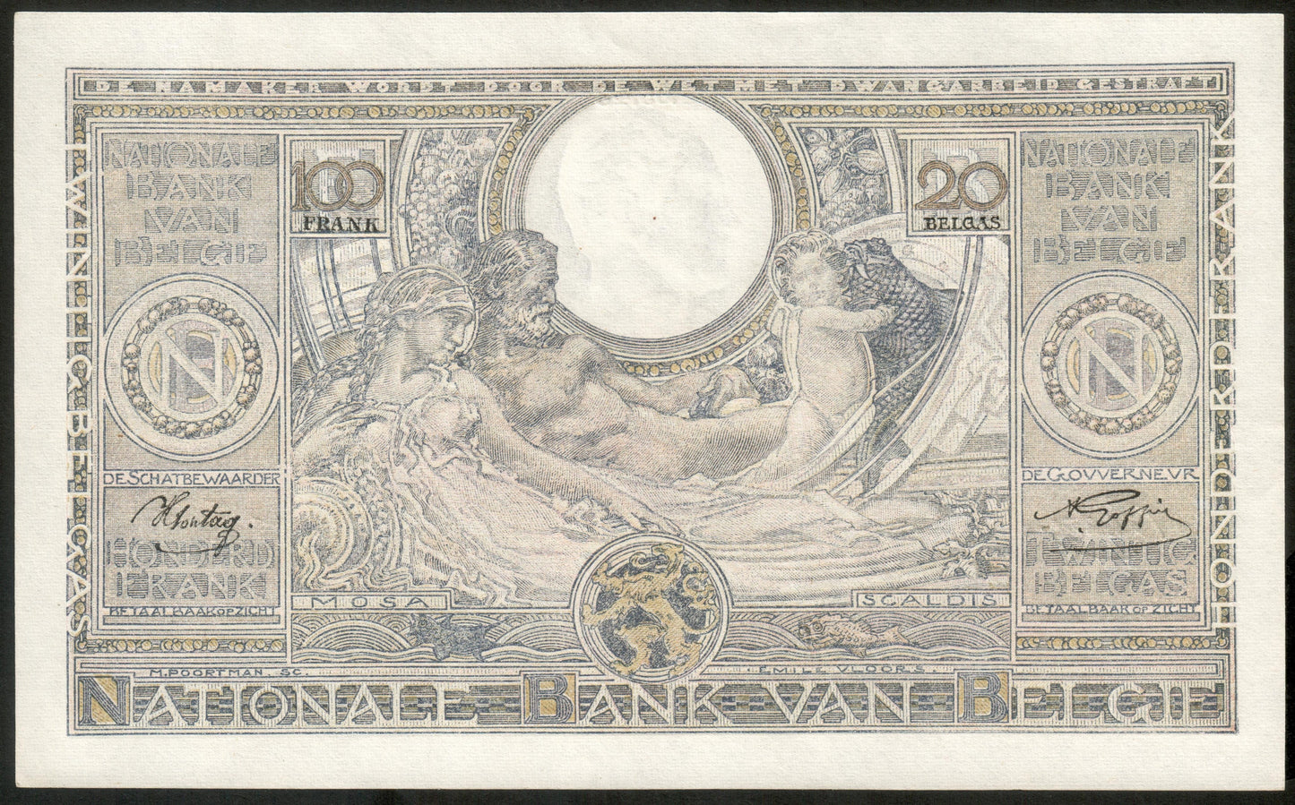 BELGIQUE - BELGIUM - 100 Francs / 20 Belgas 1943 P.107 pr.NEUF / UNC-