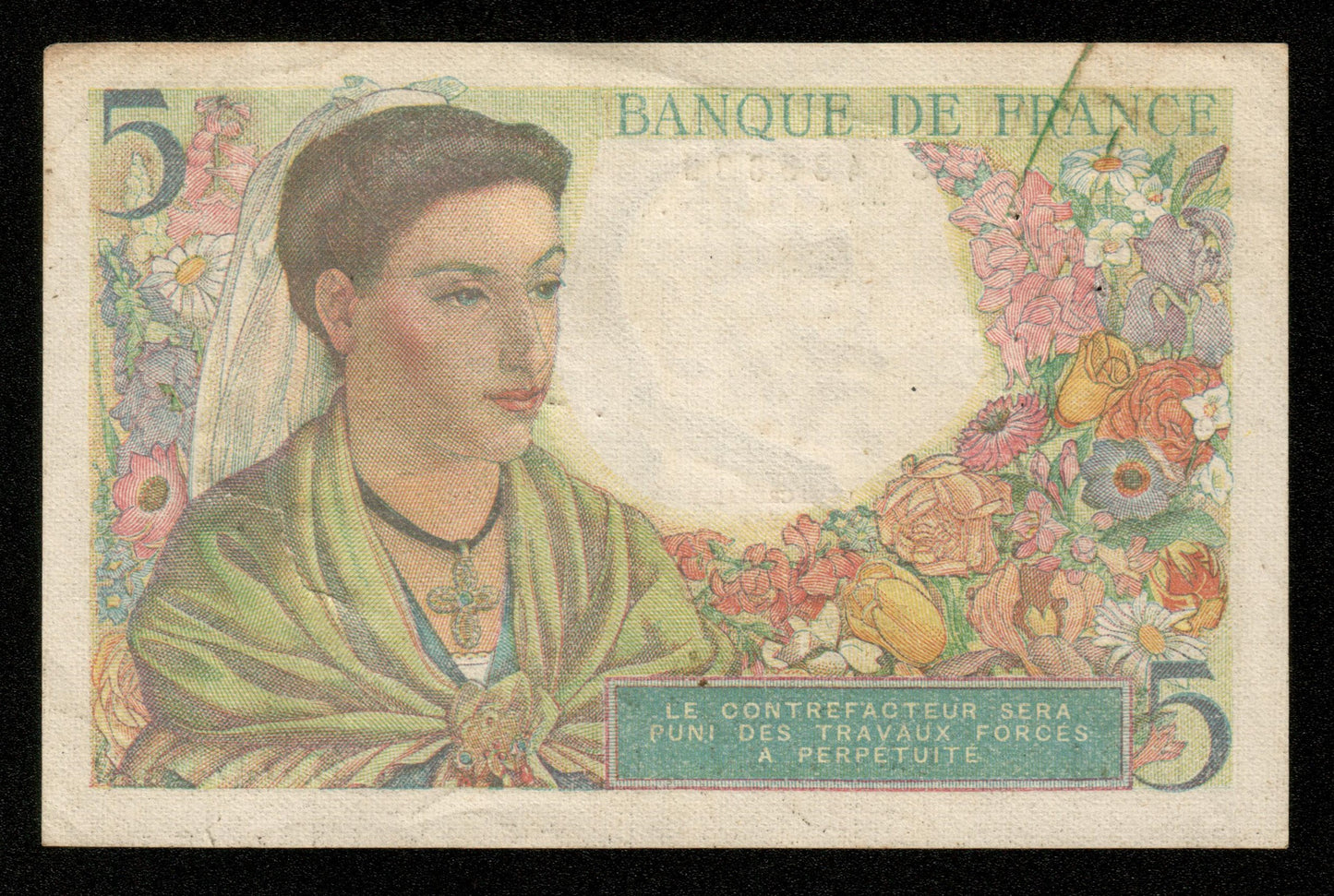 FRANCE - 5 Francs Berger 1943 U.64 F.05.03, P.98a TTB / VF