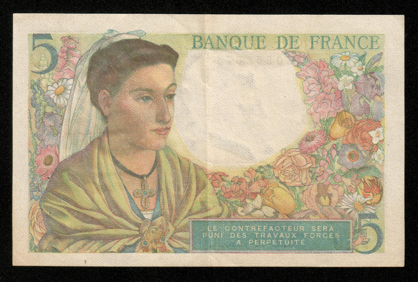 FRANCE - 5 Francs Berger 1943 J.89 F.05.04, P.98a SUP / XF