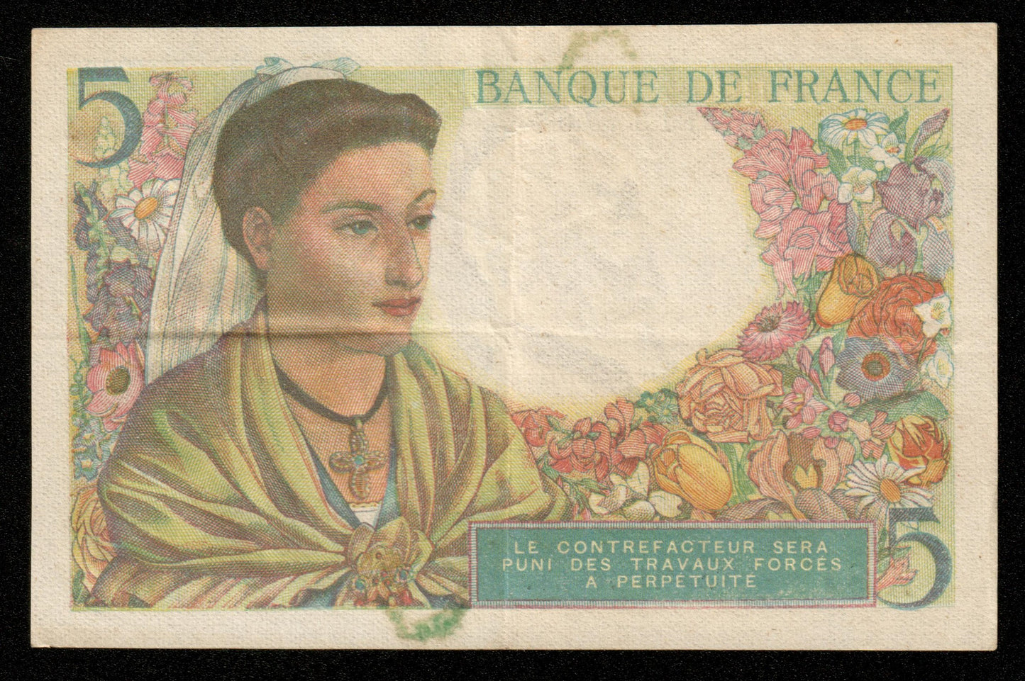 FRANCE - 5 Francs Berger 1943 X.91 F.05.04, P.98a TTB / VF