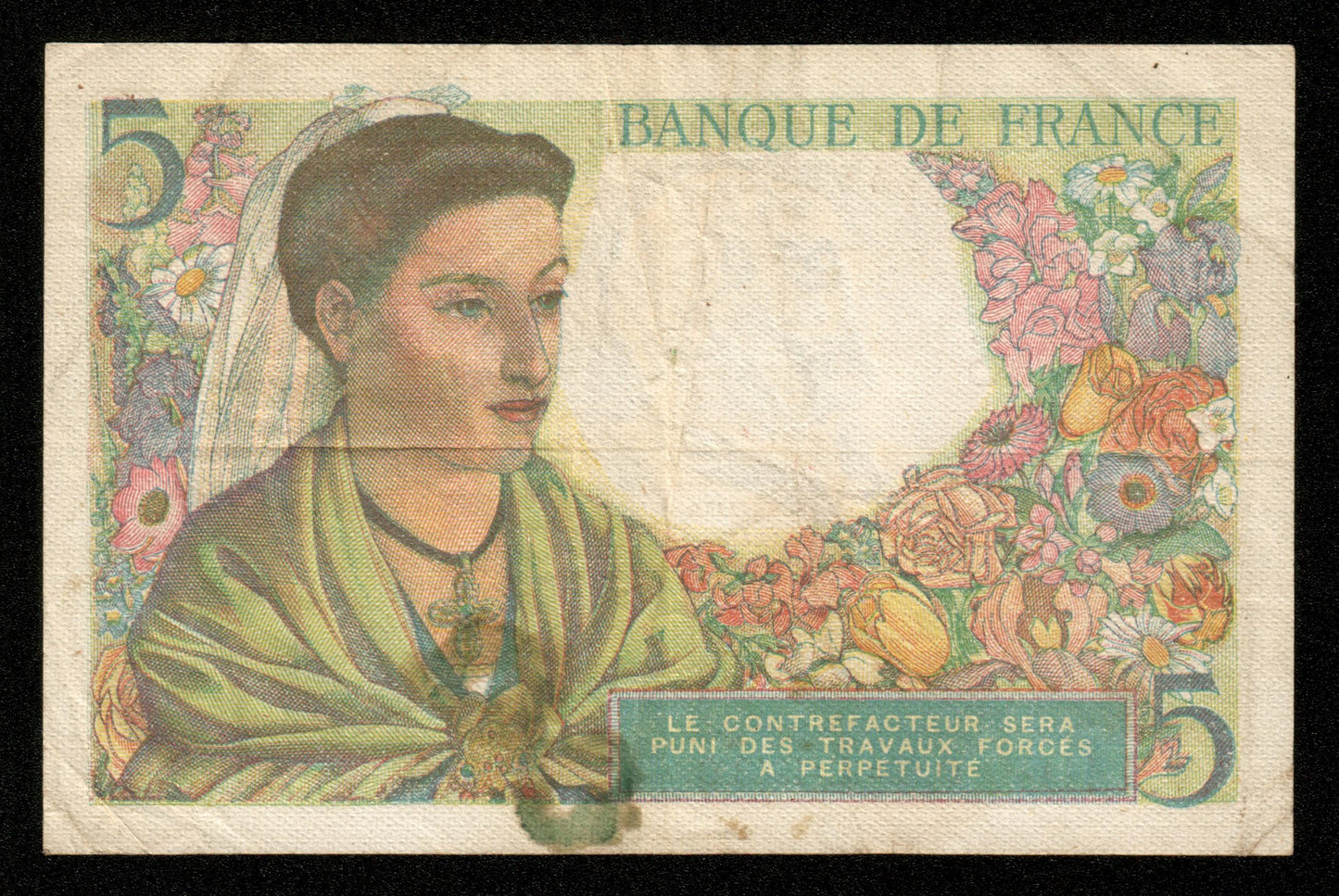 FRANCE - 5 Francs Berger 1943 V.110 F.05.05, P.98a TB / Fine