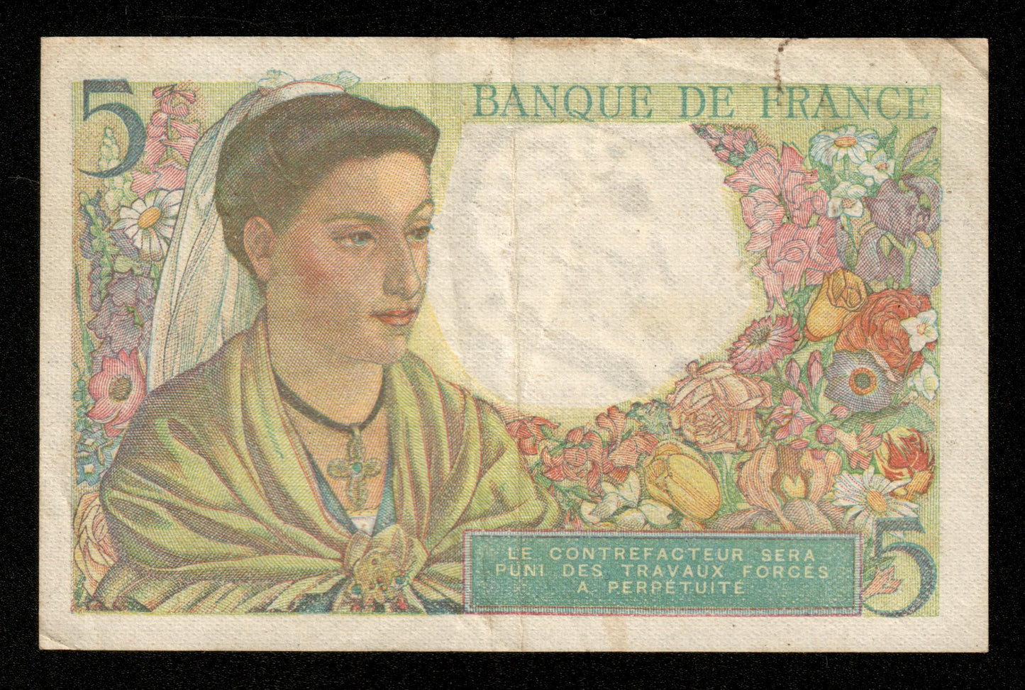 FRANCE - 5 Francs Berger 1943 F.120 F.05.05, P.98a TTB / VF