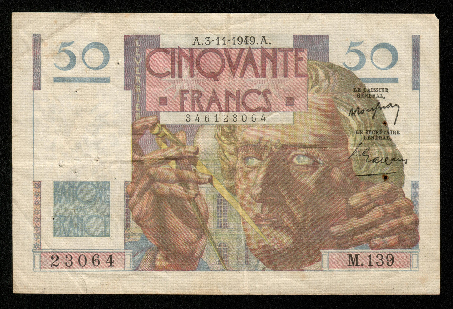 FRANCE - 50 Francs Le Verrier 1949 M.139 F.20.13, P.127b TTB / VF