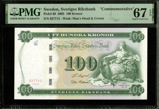 SUÈDE - SWEDEN - 100 Kronor 2005 Commemorative P.68 NEUF / PMG 67 EPQ