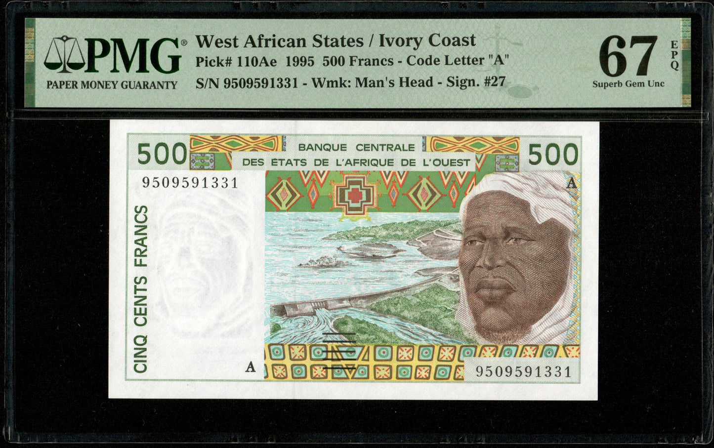 WEST AFRICAN STATES - IVORY COAST - 500 Francs 1995 P.110Ae PMG 67 EPG TOP POP (1/2)