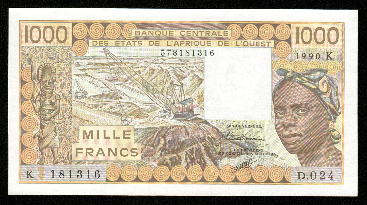 WEST AFRICAN STATES - SENEGAL - 1000 Francs 1990 P.707Kj SPL / AU