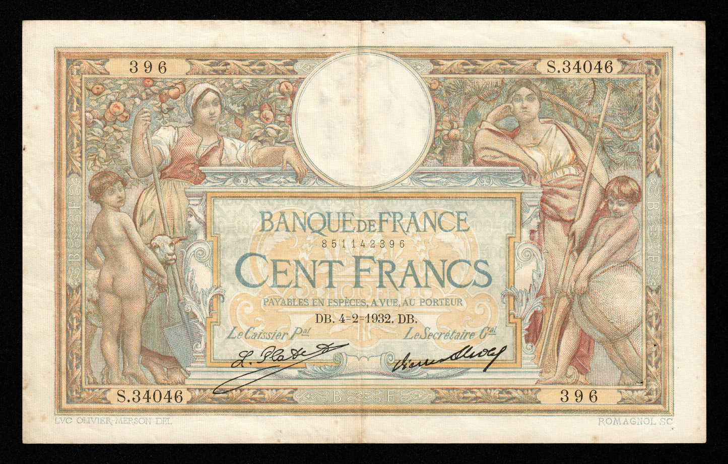 FRANCE - 100 Francs Merson Grands Cartouches 1932 F.24.11 P.78b TTB / VF