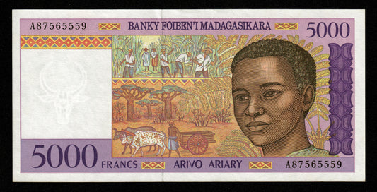 MADAGASCAR - 5000 Francs, 1000 Ariary (1995) P.78b SPL+ / AU+