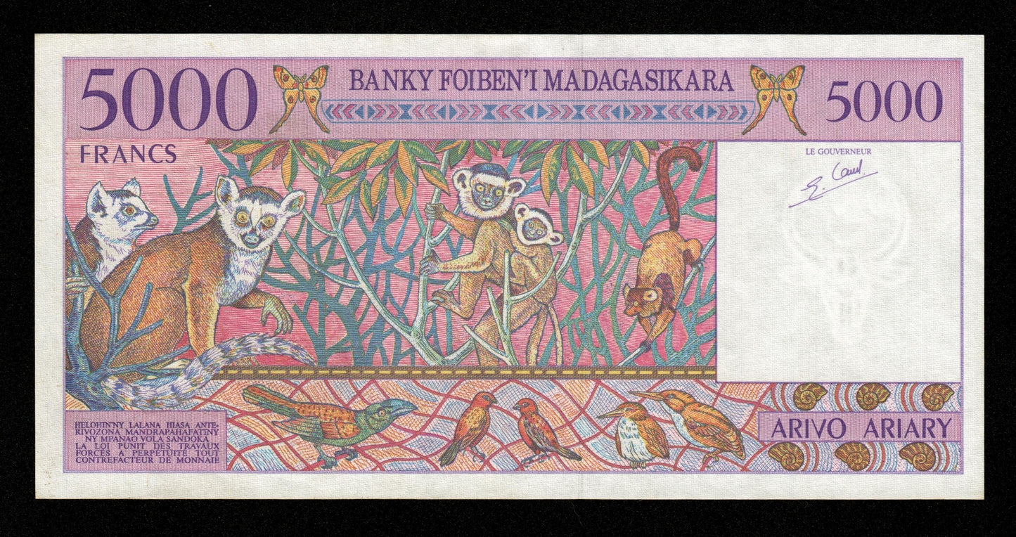 MADAGASCAR - 5000 Francs, 1000 Ariary (1995) P.78b SPL+ / AU+