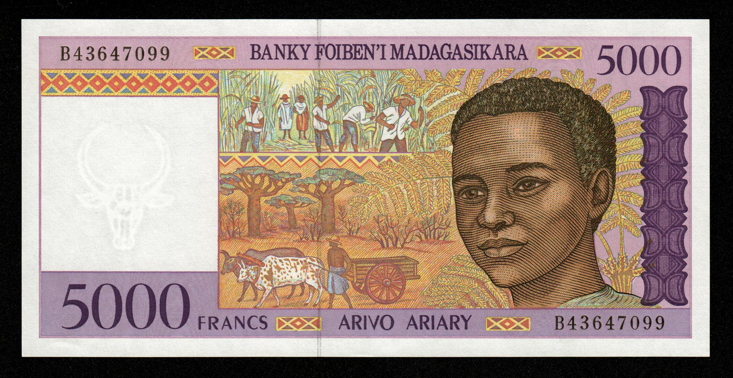 MADAGASCAR - 5000 Francs, 1000 Ariary (1995) P.78b pr.NEUF / UNC-